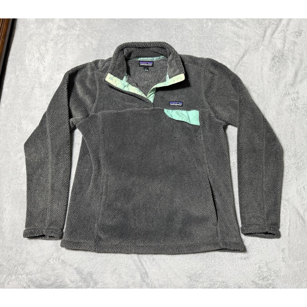 Patagonia Fleece Pullover Jacket Women's Large Retool Snap-T Gray